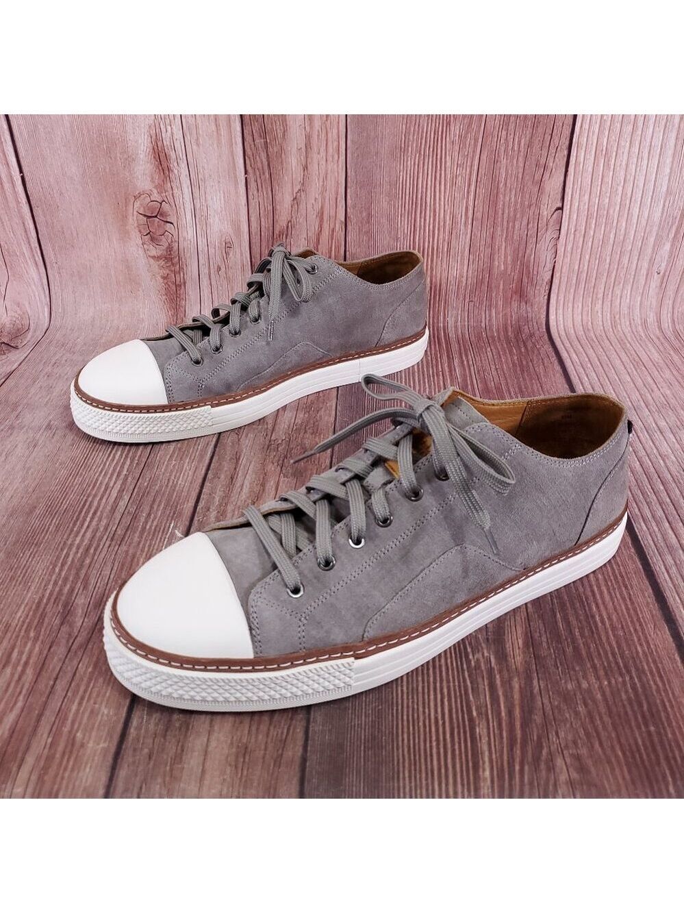 *READ* Allen Edmonds Pasadena Sneakers Mens 12 D Gray White Lace Up Shoes